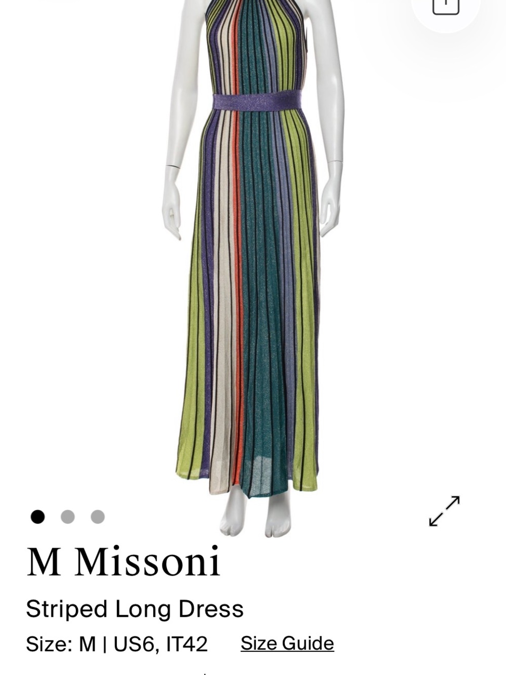 M by Missoni Vertical Striped Maxi Dress in Green, Purple, Teal and Cream - Picture 3 of 3